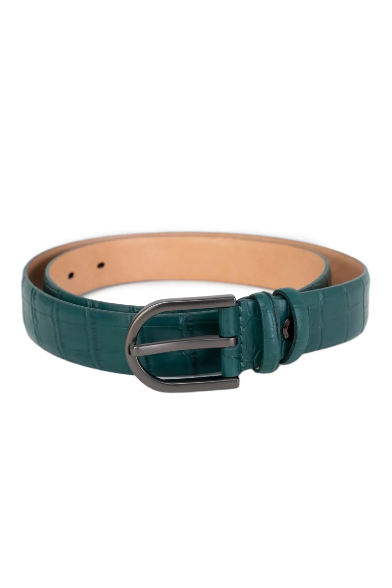 Пояс BGD зеленый крокодил натур.кожа 2,5см