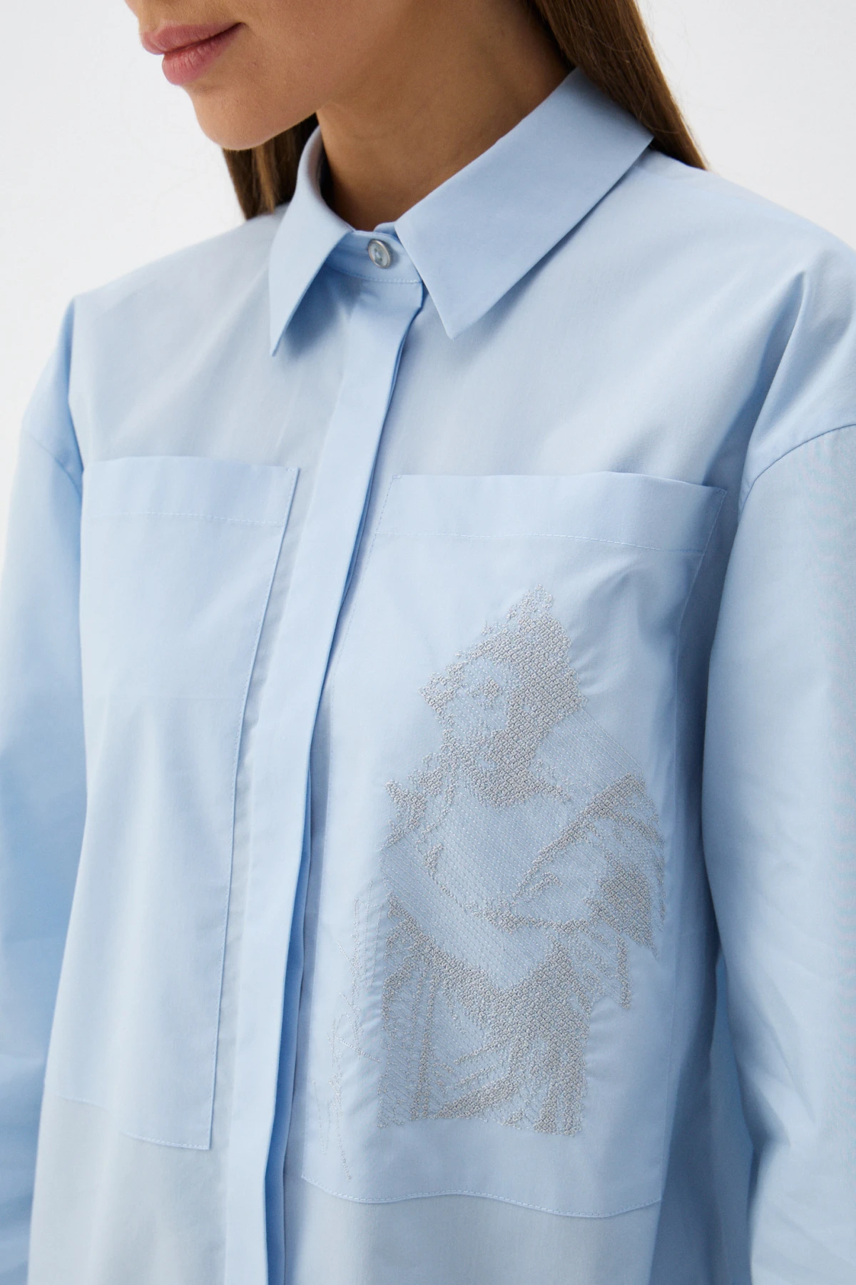 Блузка "Загадки Летнего сада" голубая 1