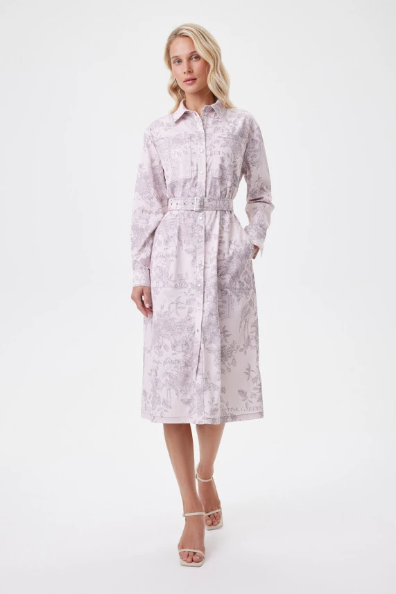 Платье с поясом "Розовые мечты"