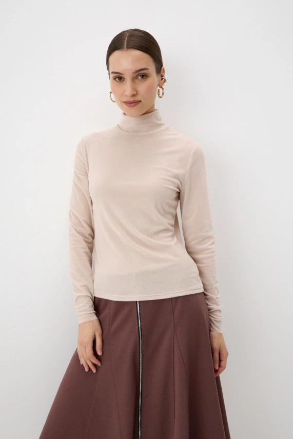 Водолазка-сетка пудровая