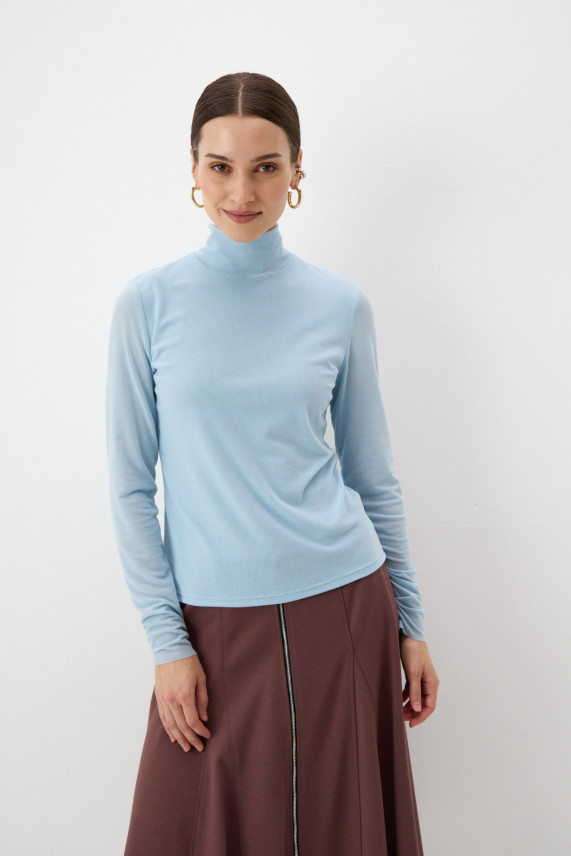 Водолазка-сетка голубая