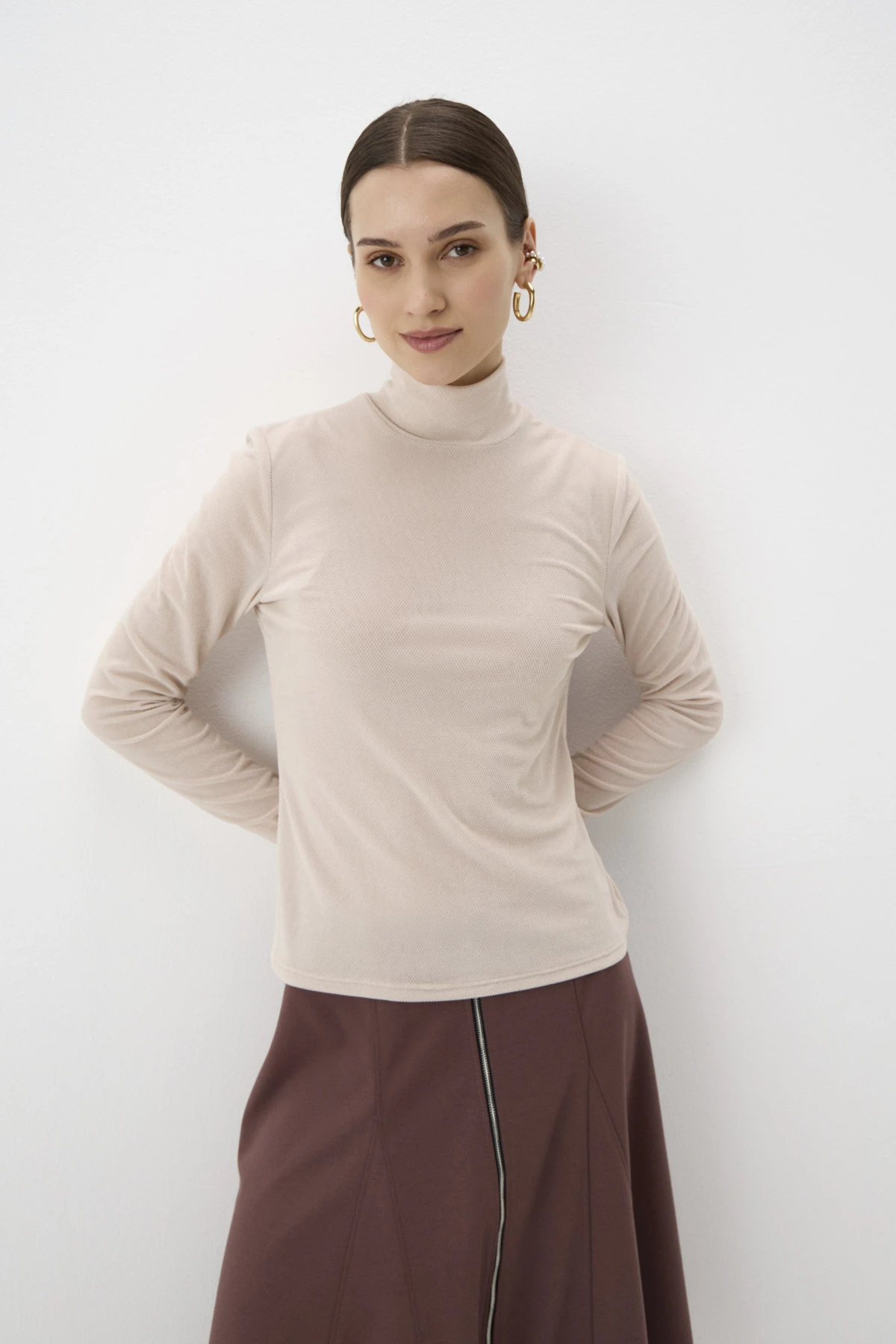 Водолазка-сетка пудровая 4